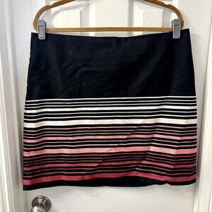Ann Taylor LOFT outlet Women's Black Pink striped lined skirt Size 16